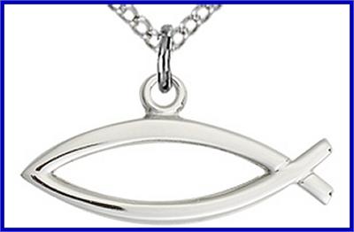 Fish / Icthus in Sterling Silver, 3/4" wide, Your Choice of Chain, # 64264