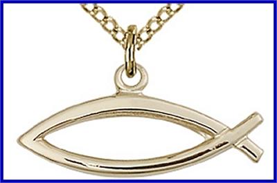 Fish / Icthus in 14kt Gold Filled, 3/4" wide, Your Choice of Chain, # 64265