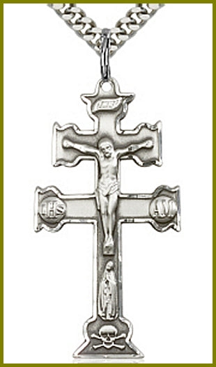 2" Caravaca Crucifix in Sterling Silver, Your Choice of Chain, # 64266