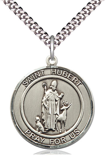 St. Hubert Medal, Sterling Silver, 3/4" Round, 18" chain, # 64375-sale
