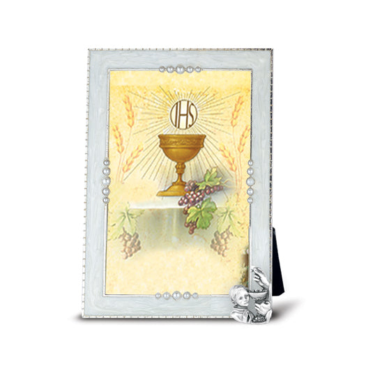 COMMUNION BOY WITH CHALICE ON PEARLIZED FRAME, # 6444