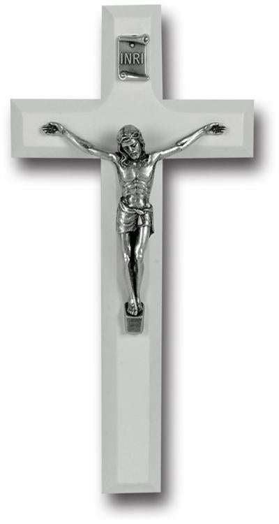 7" White Cross, Antique Silver Plated Corpus, # 64550