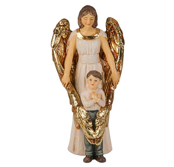 4" Full Color Resin Statue, Guardian Angel with Boy, # 6465