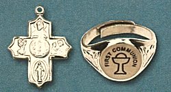 Chalice Ring & Chalice 4-Way Communion Set gold Plate, # 6479
