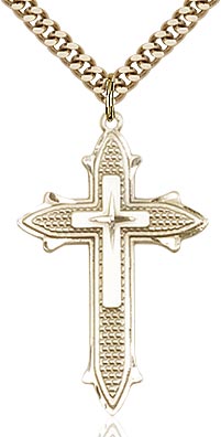 Star-Centered Cross, 14kt Gold Filled, 1.25", Your Choice of Chain, # 64955