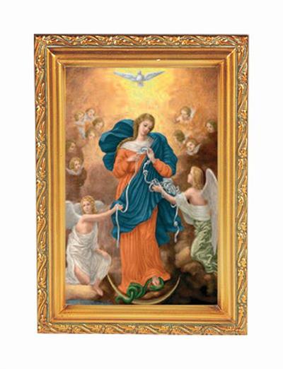 Antique Gold Frame, 5.75"x7.25" overall, Under Glass, Mary Untier of Knots, # 64985