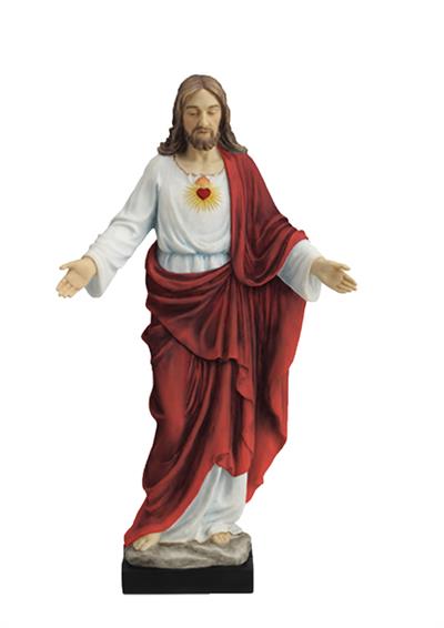10" Sacred Heart of Jesus Color Resin Statue, # 65012