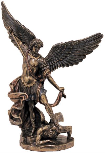 8" St. Michael Bronzed Resin Statue, # 2075