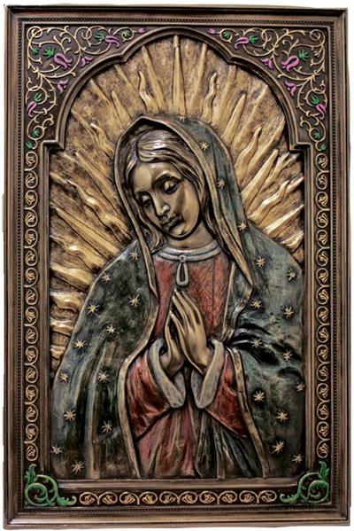 6x9" Our Lady of Guadalupe Bronzed Resin Plaque, # 65033