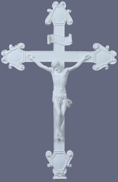 16" White Resin Wall Crucifix, # 65039
