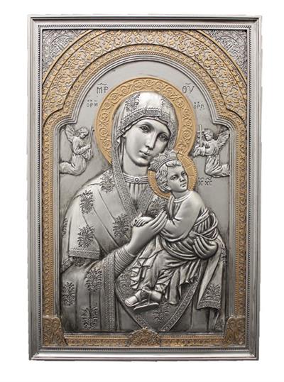 9" Our Lady of Perpetual Help Wall Plaque, Pewter Finish Resin, # 65053