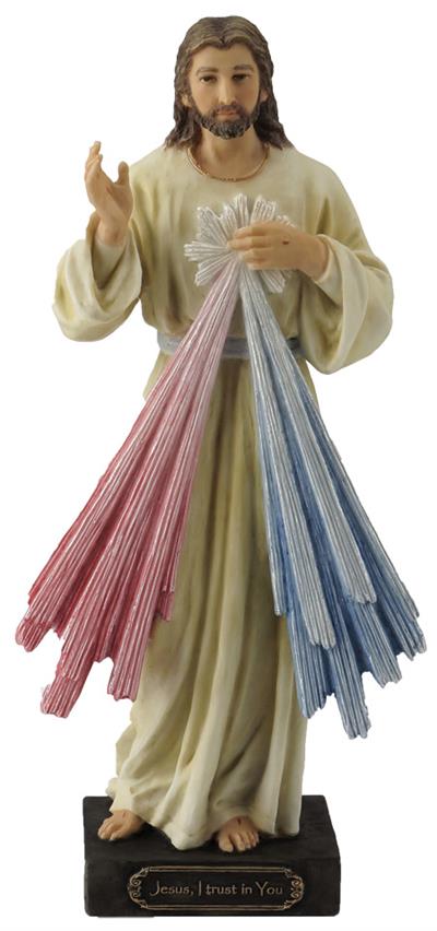 8" Divine Mercy Statue, Hand Painted Resin, # 65070