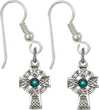 Fish Wire Earrings, 1/2" Celtic Cross, Sterling Silver, # 65077