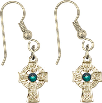 Fish Wire Earrings, 1/2" Celtic Cross, 14kt Gold Filled, # 65078