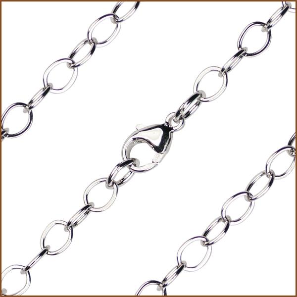 16" Sterling Silver Open Cable Chain, Rhodium Finish, 4.95mm wide, # 9347