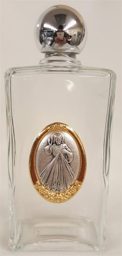 Divine Mercy Glass Holy Water Bottles, 8oz, 5" Made in Italy, 3-Count Value Pack, # 65342