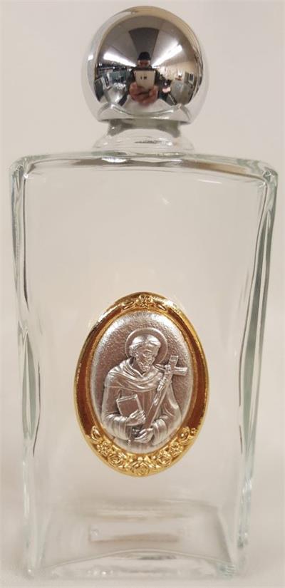 St. Francis Glass Holy Water Bottles, 8oz, 5" Made in Italy, 3-Count Value Pack, # 65343