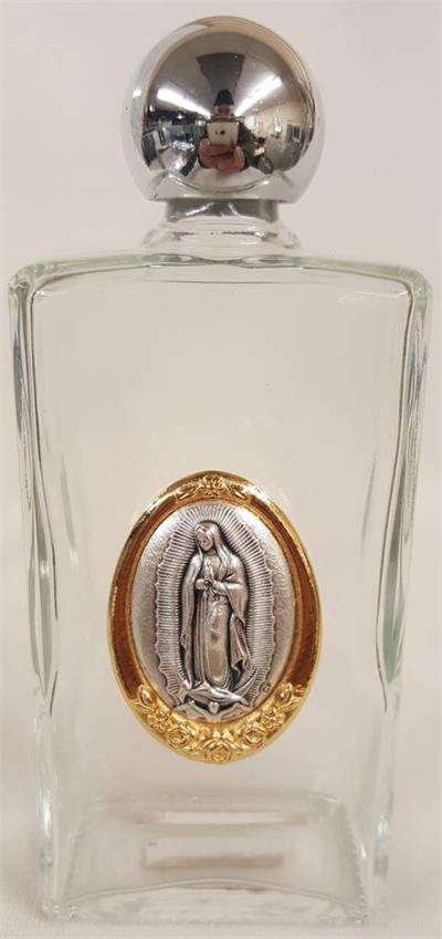 OL Guadalupe Glass Holy Water Bottles, 8oz, 5" Made in Italy, 3-Count Value Pack, # 65344