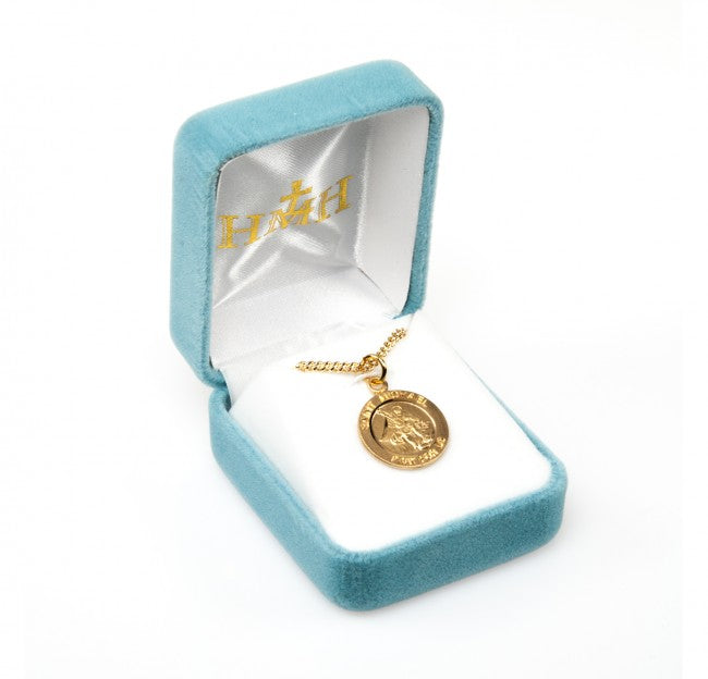 Saint Michael 16kt Gold over Sterling Silver Medal, 5/8", Your Choice of Chain, # 6537