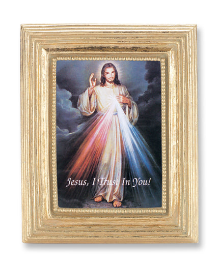 Gold Framed Print, 3-3/4"x4-3/4", Easel back, Divine Mercy, # 65398