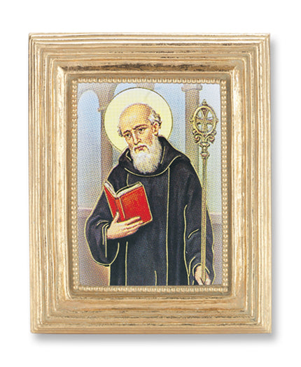Gold Framed Print, 3-3/4"x4-3/4", Easel back, St. Benedict, # 65417