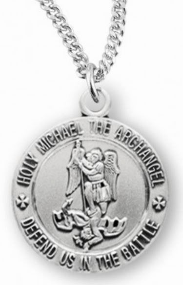 Saint Michael Sterling Silver Medal, 9/16", Your Choice of Chain, # 6551