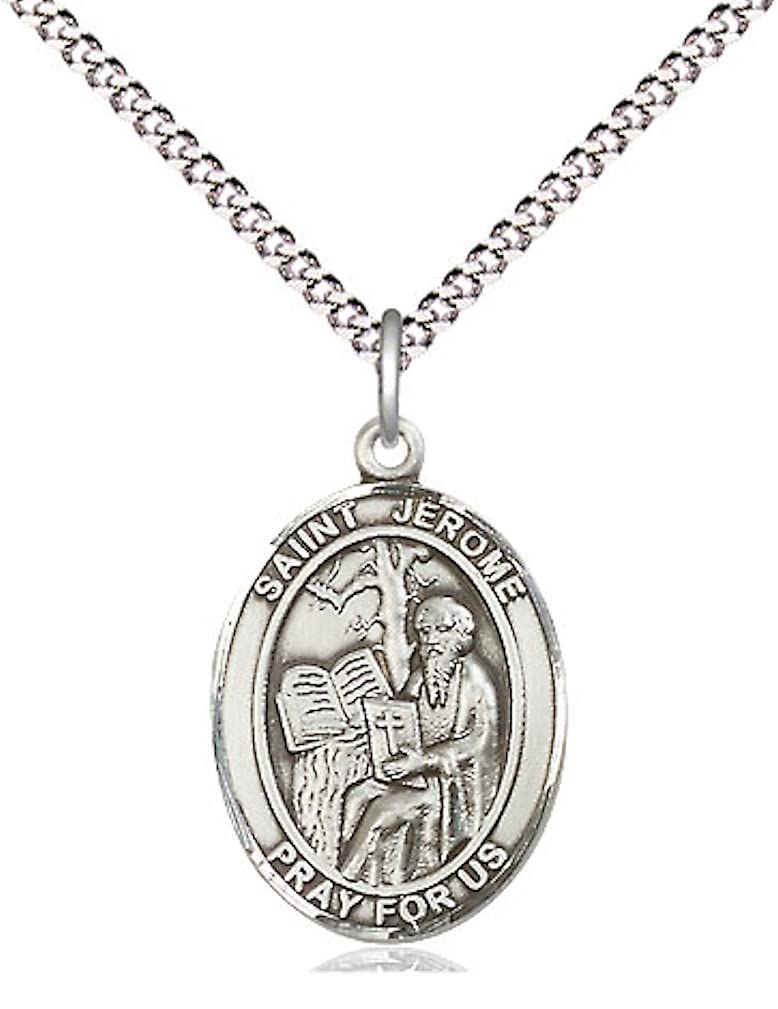 3/4"x9/16" Pewter St. Jerome Medal, Your Choice of Chain, Rampart Catholic # 65725