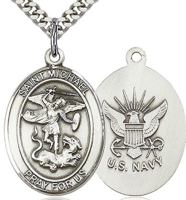 St. Michael / Navy Medal, Pewter, 1" tall, Your Choice of Chain, # 2020
