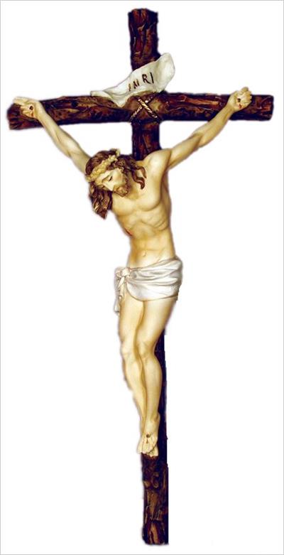 Ado Santini Hand-Painted Alabaster Crucifix, 16", # 66125