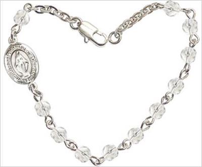 4mm Fire Polished Rosary Bracelet, 6.25", Miraculous Charm, Crystal, # 66187