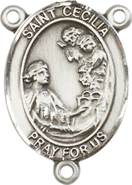 St. Cecilia Rosary Center, Sterling Silver, 3/4", # 66282