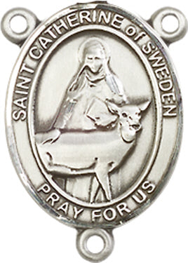 St. Catherine of Sweden Rosary Center, Sterling Silver, 3/4", # 66295