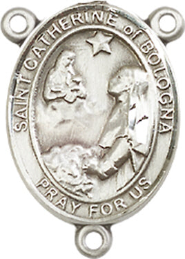 St. Catherine of Bologna Rosary Center, Sterling Silver, 3/4", # 66298