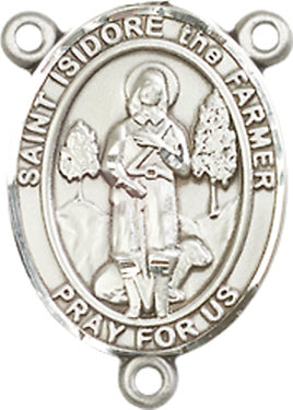 St. Isidore the Farmer Rosary Center, Sterling Silver, 3/4", # 66359