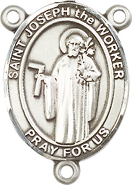 St. Joseph the Worker Rosary Center, Sterling Silver, 3/4", # 66377