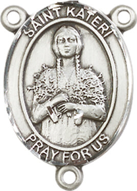 St. Kateri Tekakwitha Rosary Center, Sterling Silver, 3/4", # 66393