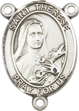 St. Therese of Lisieux Rosary Center, Sterling Silver, 3/4", # 66480