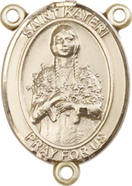 St. Kateri Tekakwitha Rosary Center, 14kt Gold Filled, 3/4", # 66503