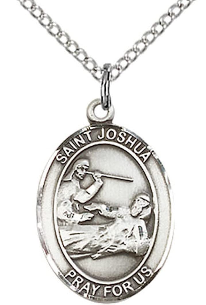 St. Joshua Medal in Fine Pewter, 3/4" tall, Your Choice of Chain # 17105