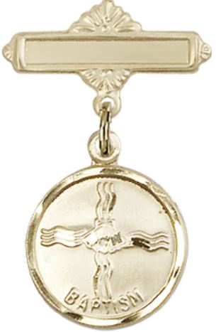 Baby Pin with Baptism Medal, 14kt Gold Filled, # 66658