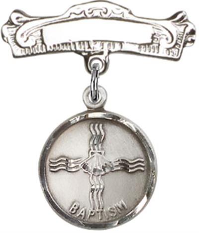 Baby Pin with Baptism Medal, Sterling Silver, # 66663