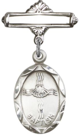 Baby Pin with Baptism Medal, Sterling Silver, # 66678