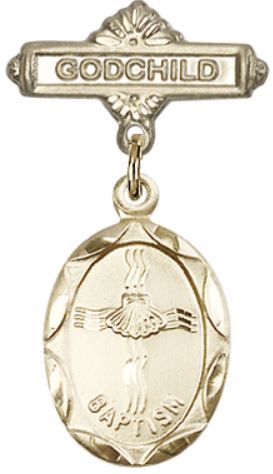 Godchild Baby Pin with Baptism Medal, 14kt Gold Filled, # 66688