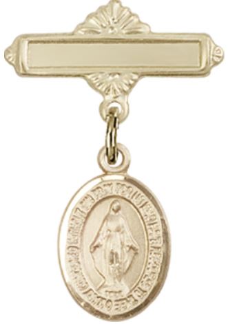 Baby Pin with Miraculous Medal, 14kt Gold Filled, # 66700