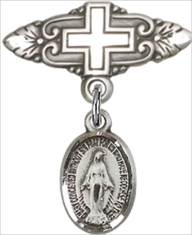 Baby Pin with Miraculous Medal, Sterling Silver, # 66779