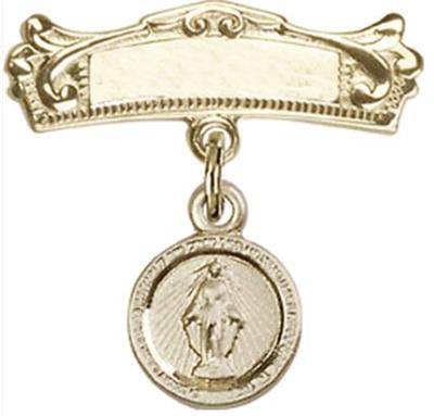 Baby Pin with Miraculous Medal, 14kt Gold Filled, # 66805
