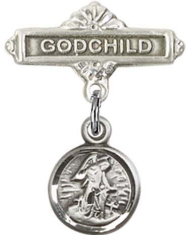 Godchild Baby Pin with Guardian Angel Charm, Sterling Silver, # 66863
