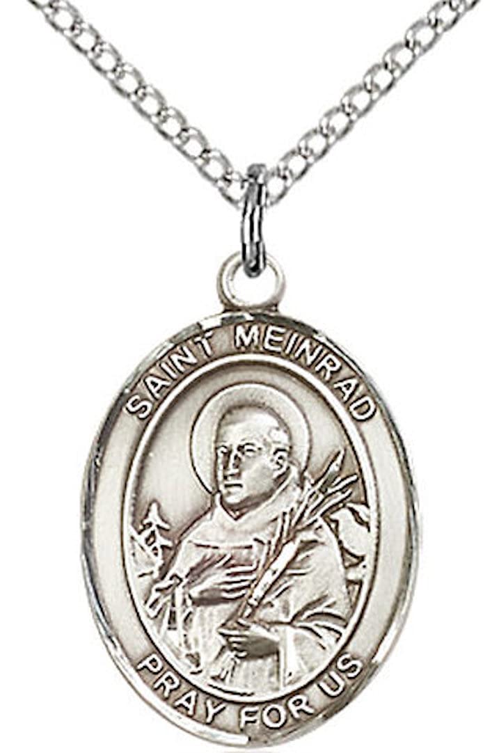 St. Meinrad of Einsiedeln Medal in Fine Pewter, 3/4" tall, Your Choice of Chain # 17162