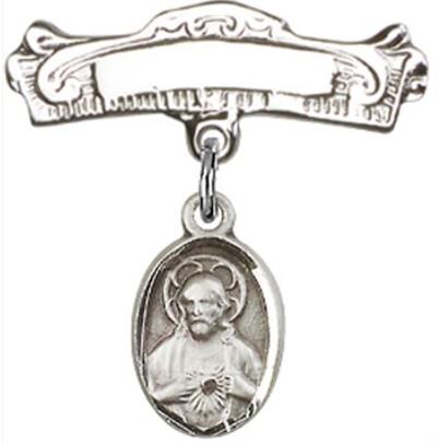 Baby Pin with Scapular Charm, Sterling Silver, # 66945