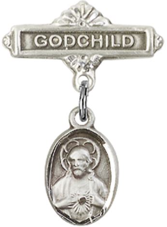 Godchild Baby Pin with Scapular Charm, Sterling Silver, # 66948
